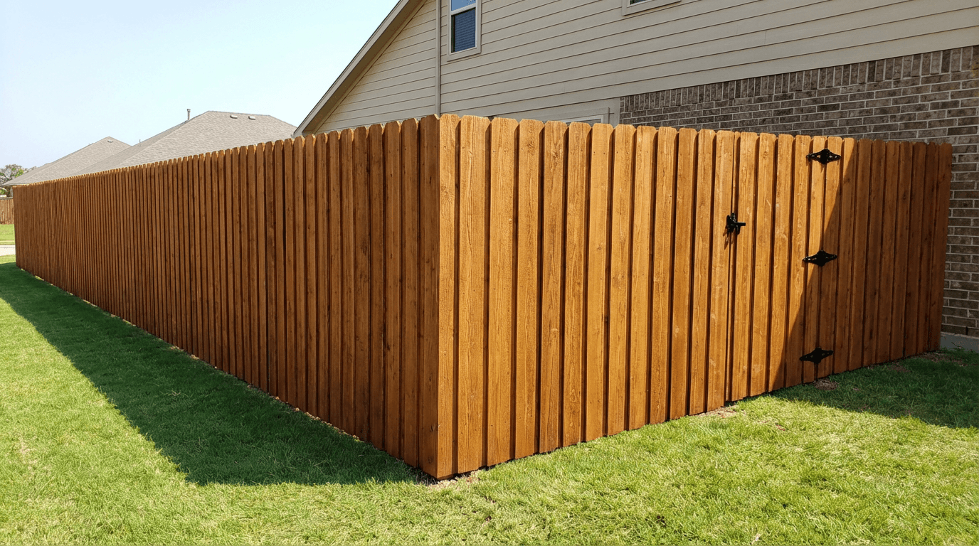 Wood privacy fence installation in a Maryland residential backyard